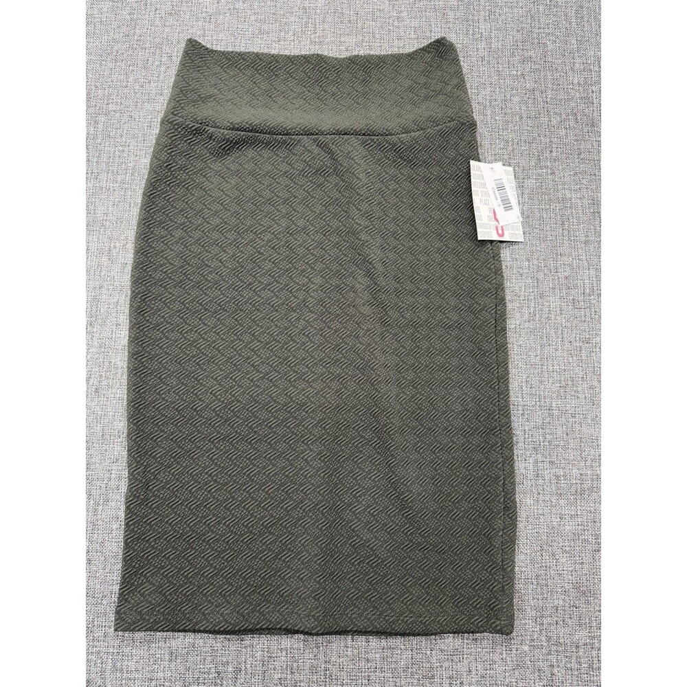 LULAROE CASSIE Pencil Skirt Olive Textured Woven Pattern Small S 6-8 NWT